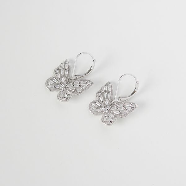  Bông tai bạc Butterfly CZ hoop 