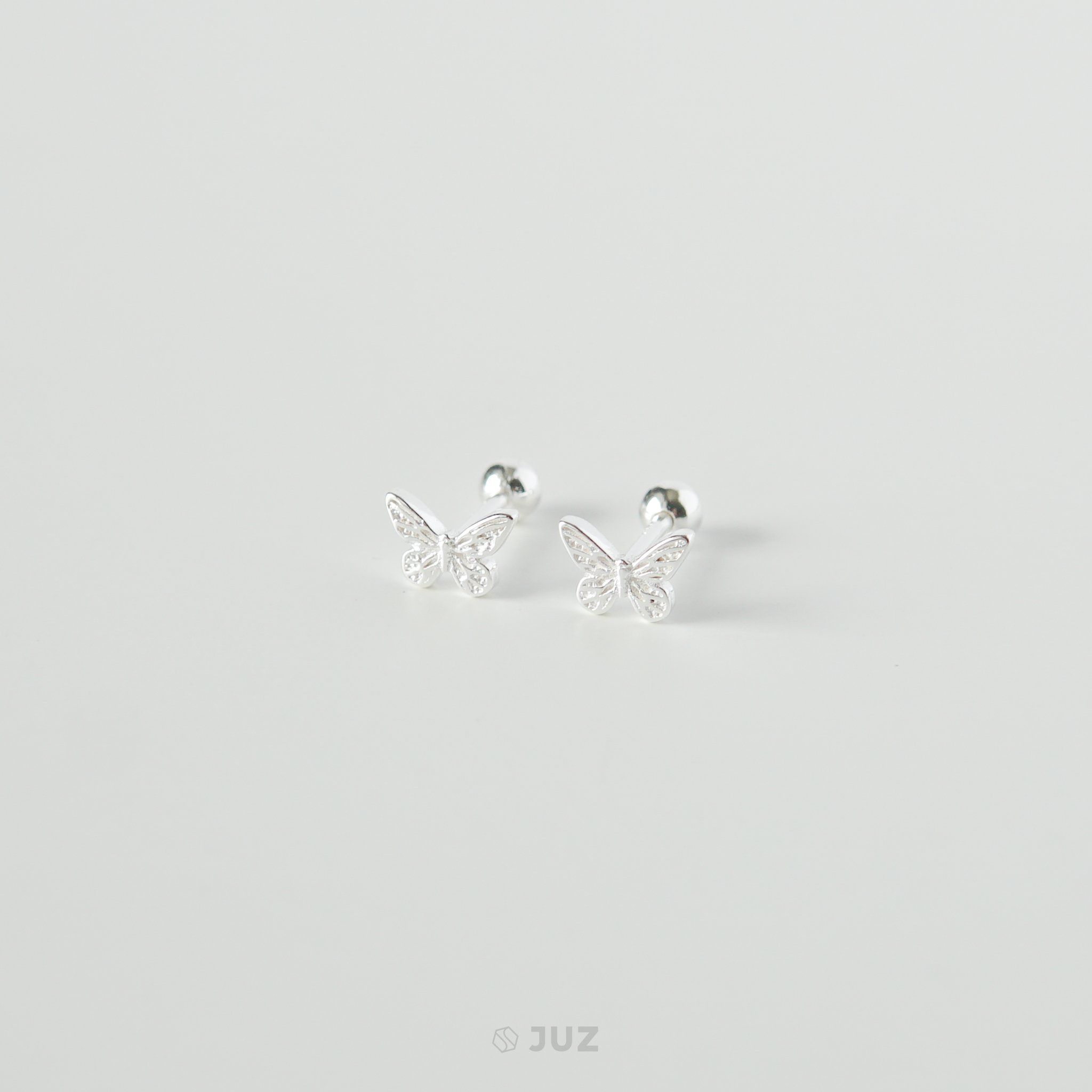  Bông tai bạc Butterfly ballstuds 