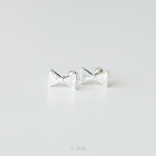  Bông tai bạc The bow ballstuds 