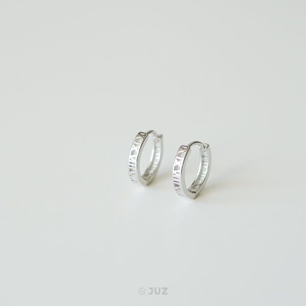  Bông tai bạc Roman number hoop 