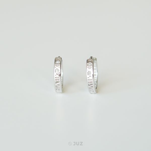  Bông tai bạc Roman number hoop 