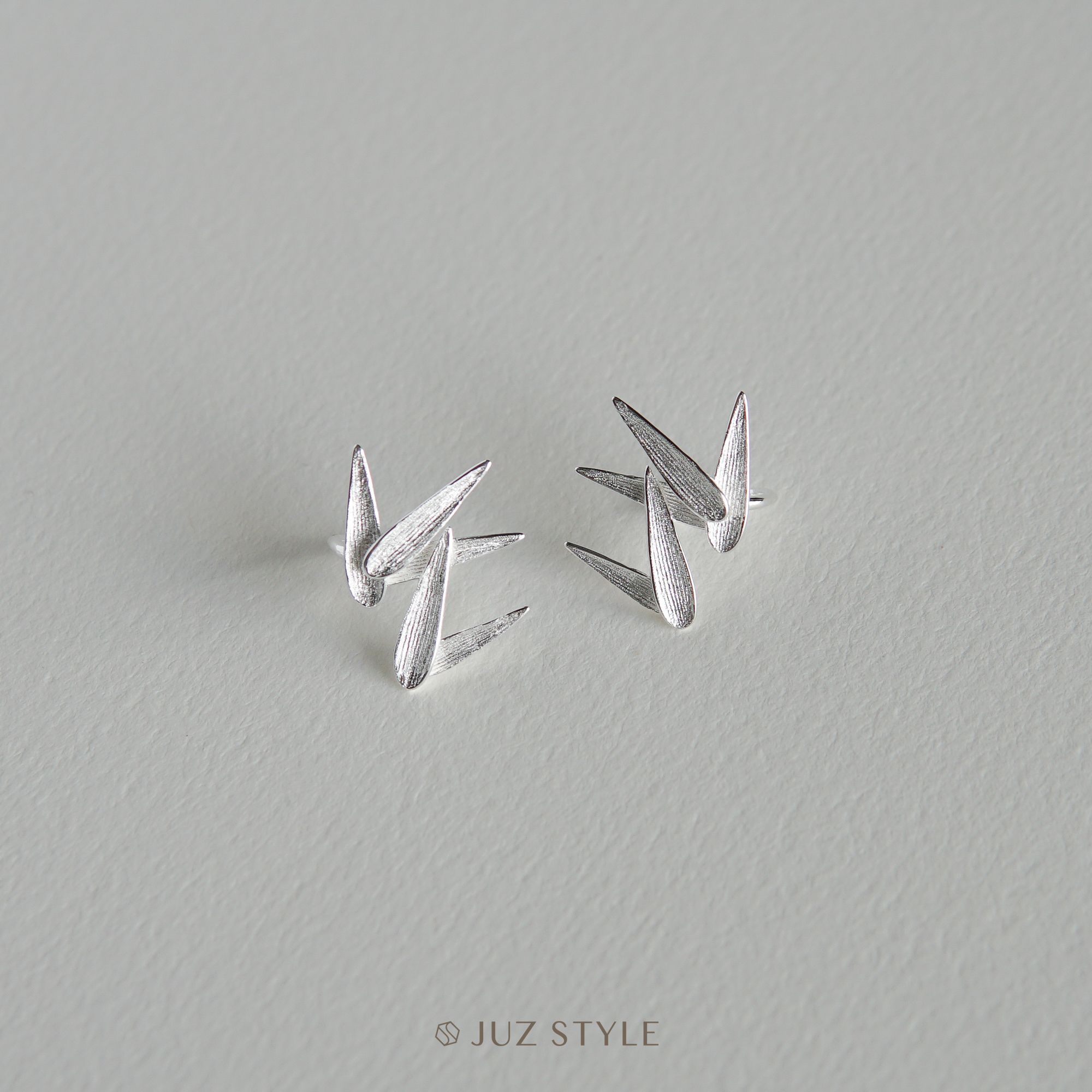  Bông tai bạc Earcuff bamboo leaf 