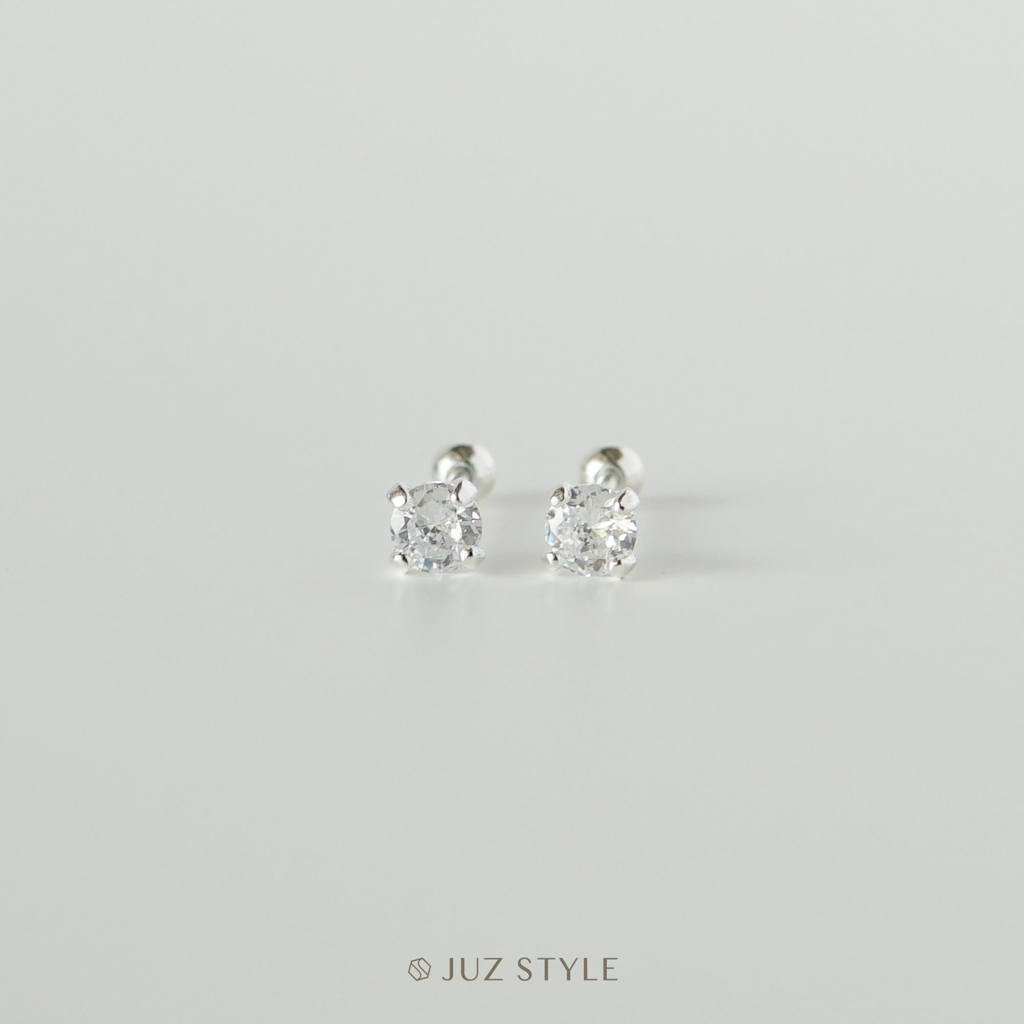  Bông tai bạc Cz 4-prong ballstuds 