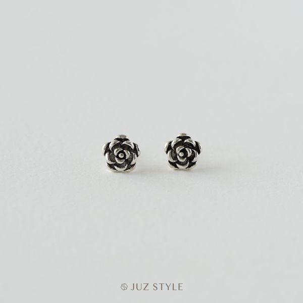  Bông tai bạc Black rose 