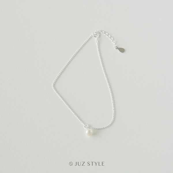  Lắc chân bạc ball chain with pearl 