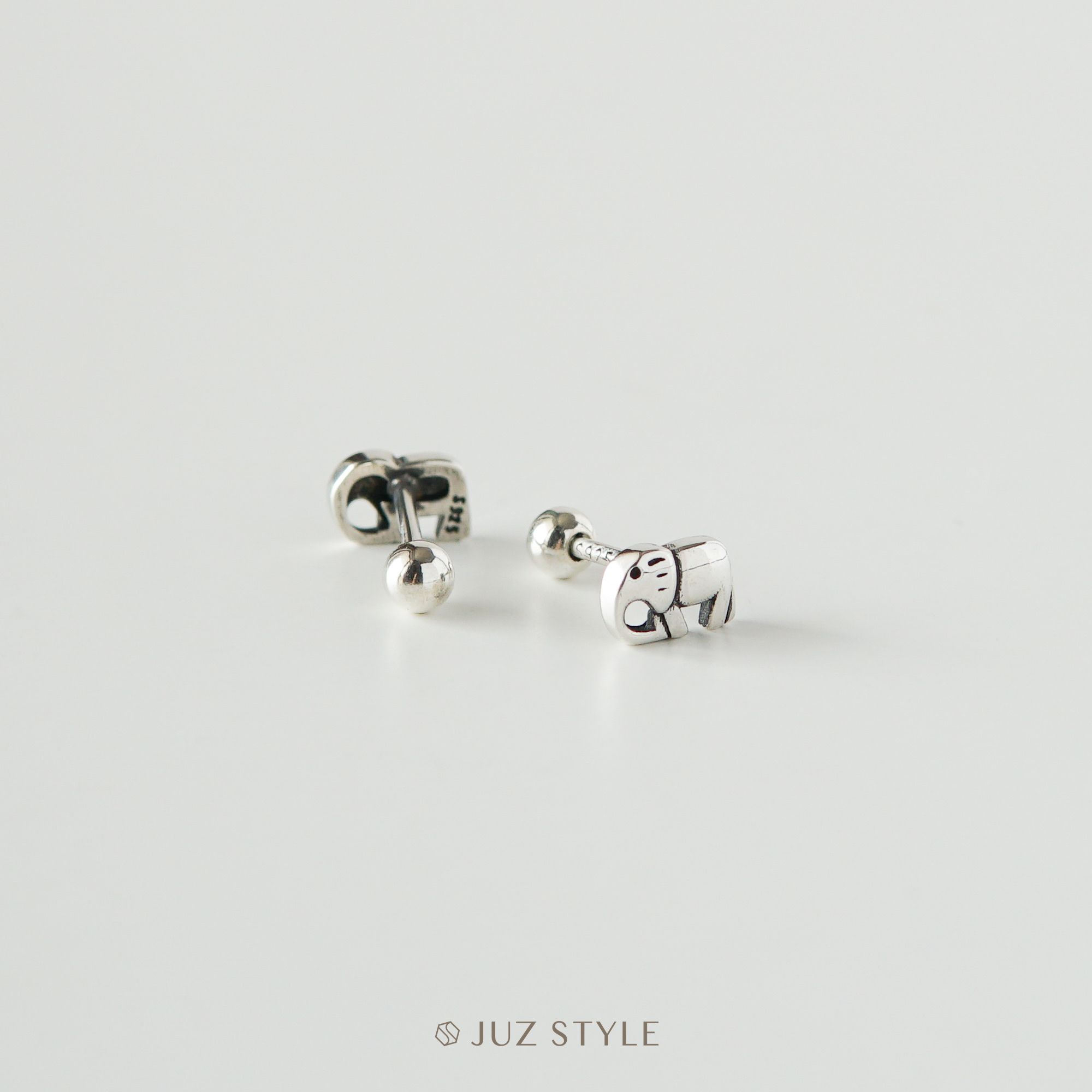  Bông tai bạc Vintage elephant ballstuds 