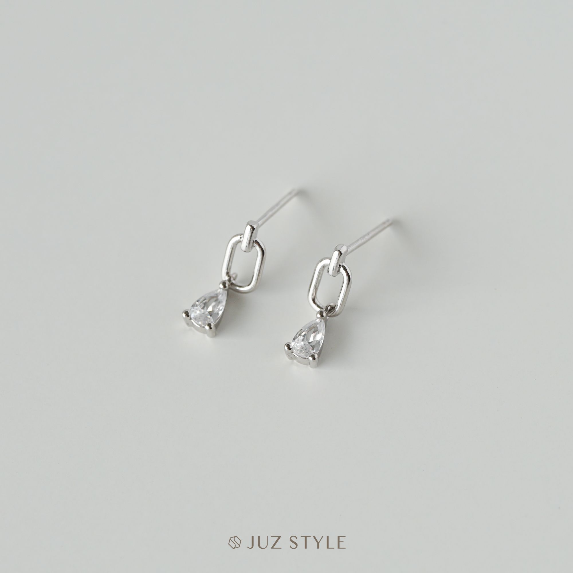  Bông tai bạc Teardrop Cz 