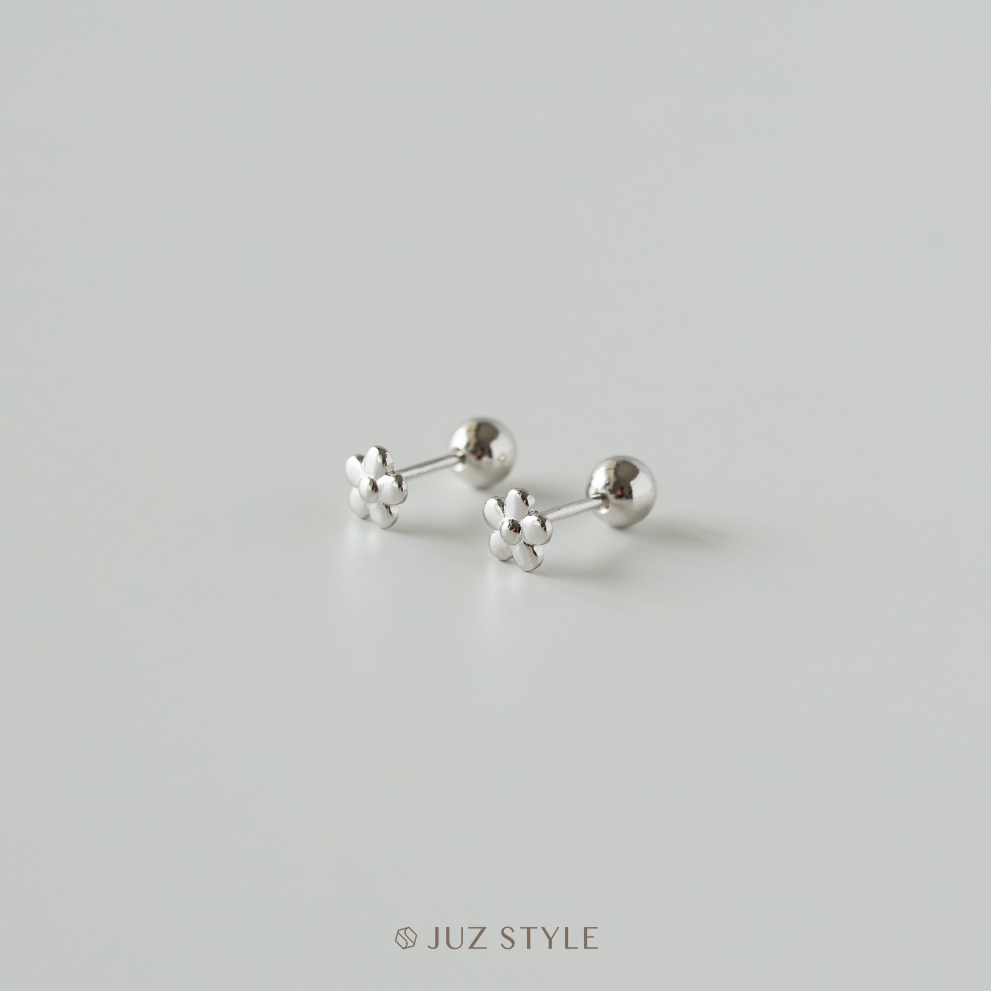  Bông tai bạc flower ballstuds 