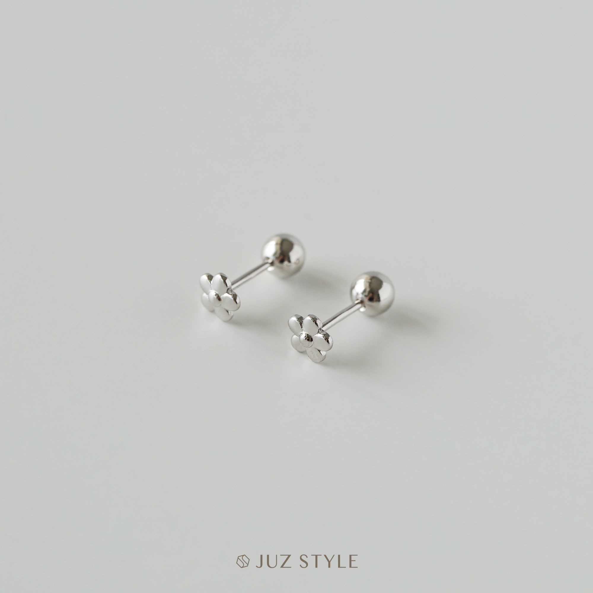  Bông tai bạc flower ballstuds 