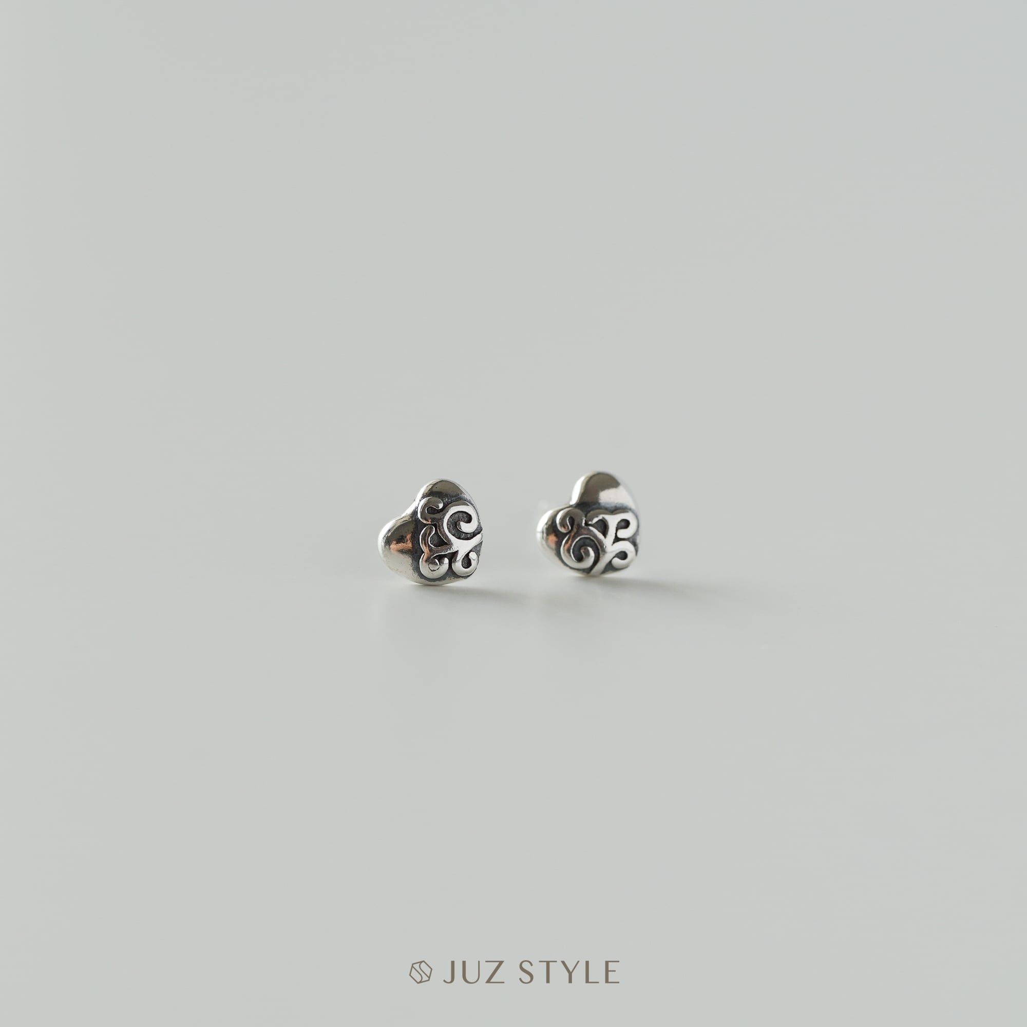  Bông tai bạc Vintage heart 