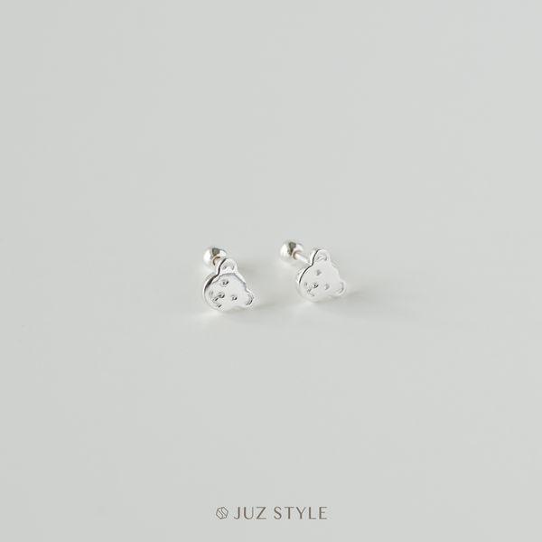  Bông tai bạc Bear ballstuds 