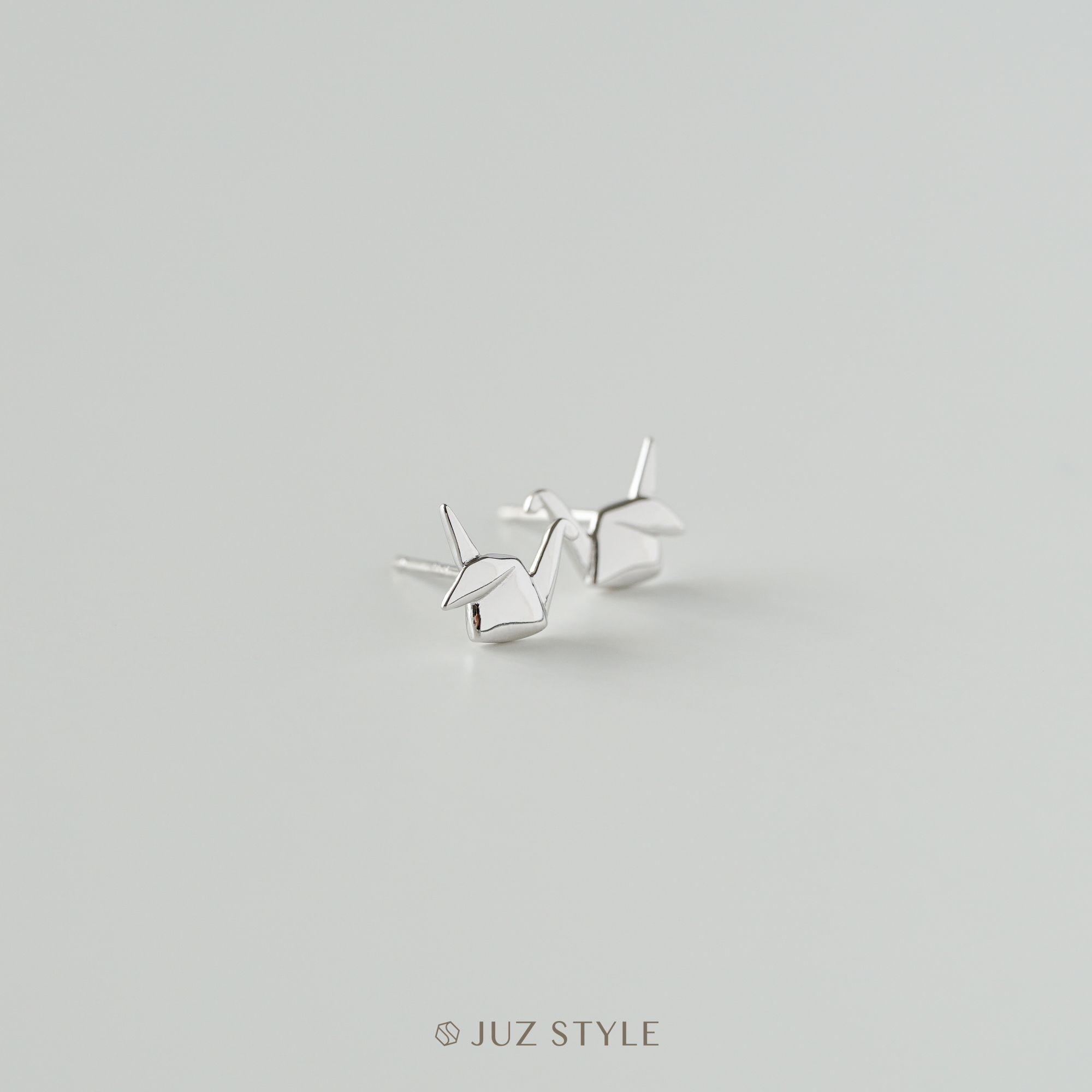  Bông tai bạc Crane origami 