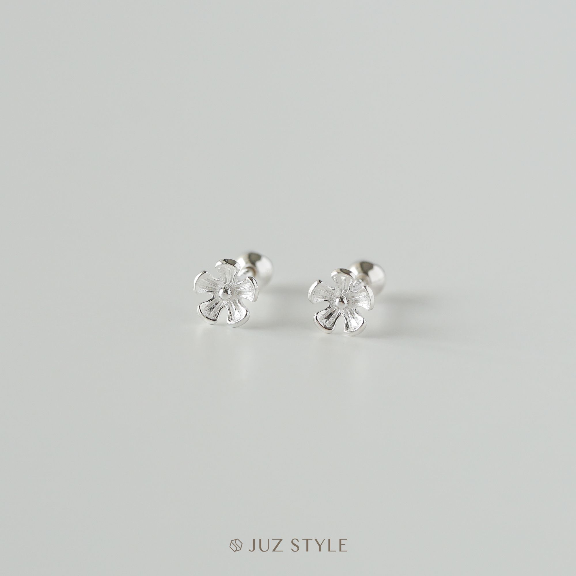  Bông tai bạc Flower ballstuds 