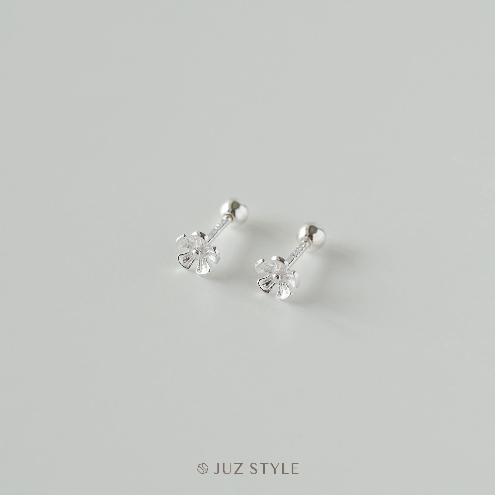  Bông tai bạc Flower ballstuds 