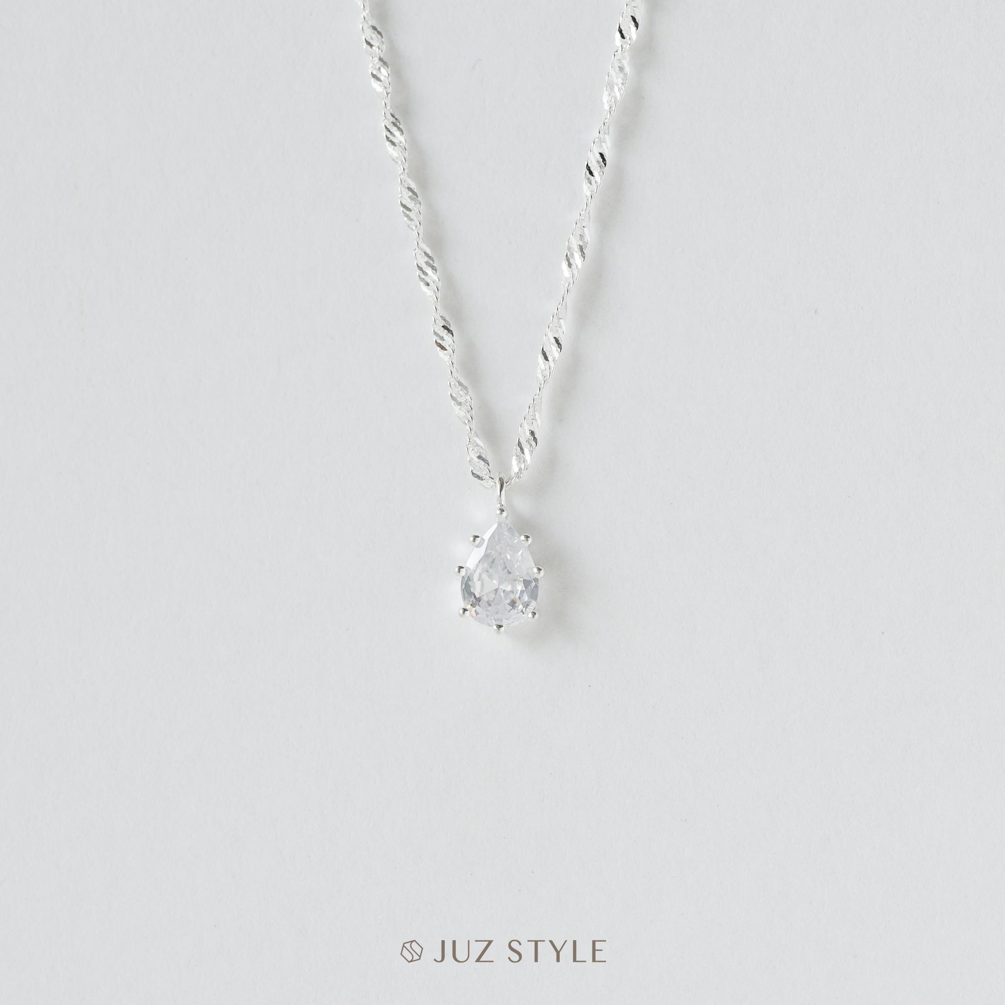  Dây chuyền bạc Tear-drop Cz 