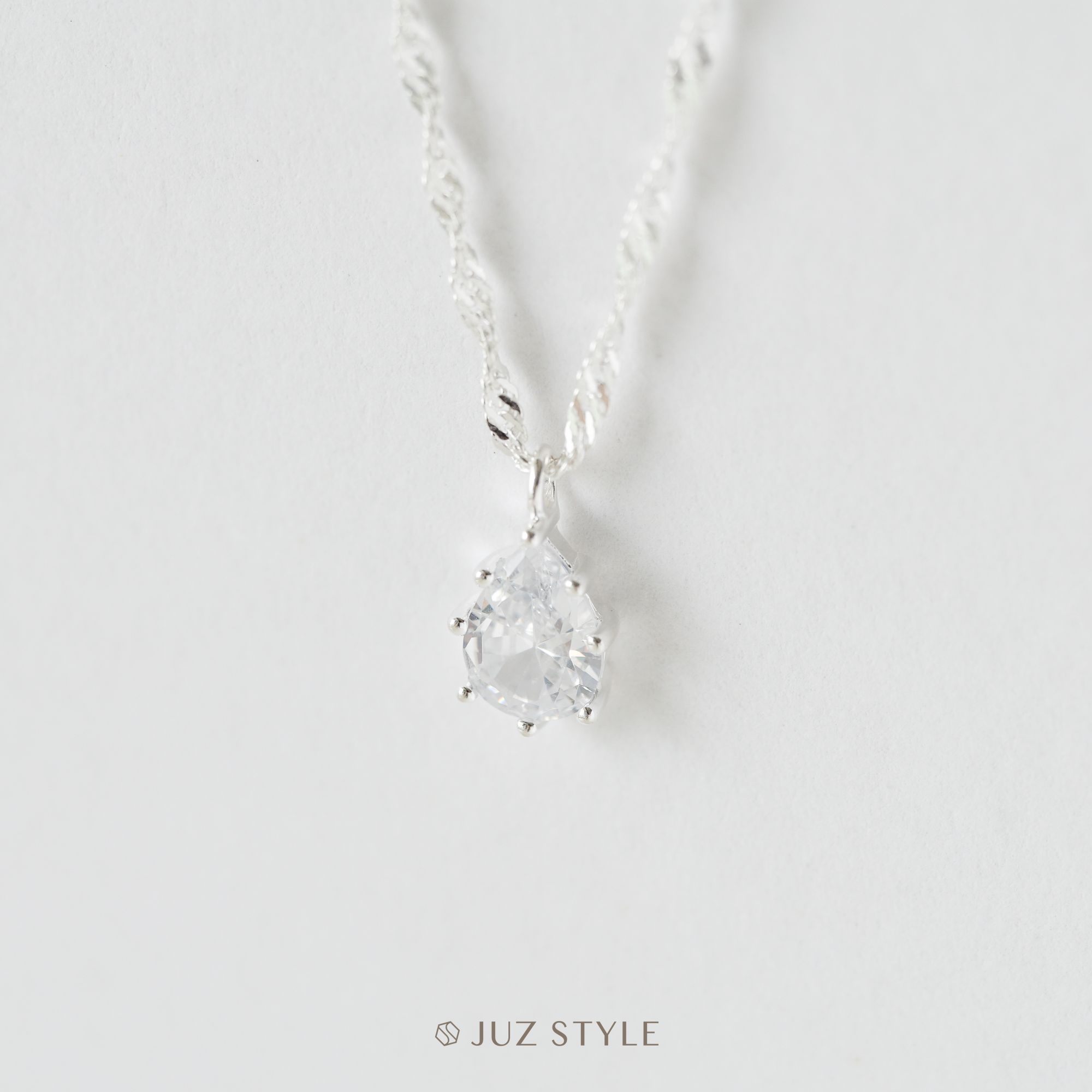  Dây chuyền bạc Tear-drop Cz 