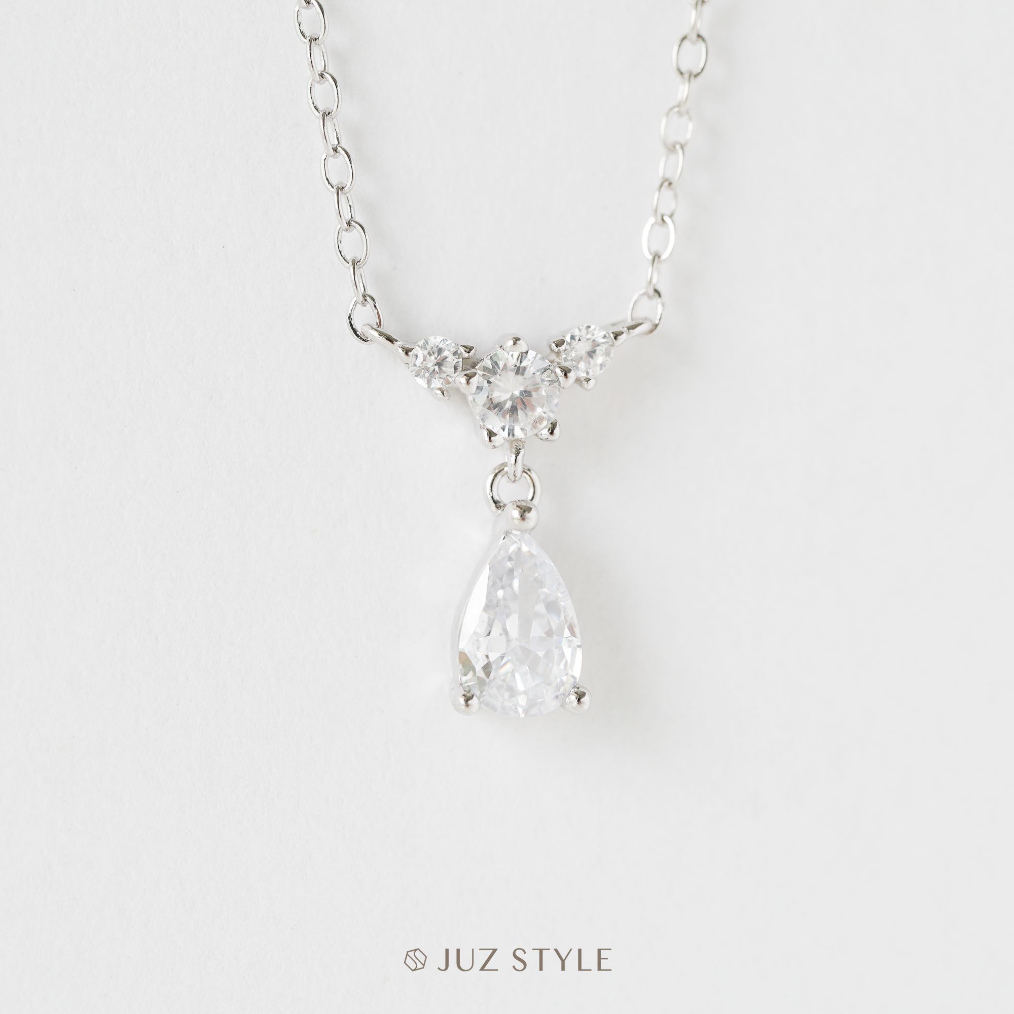  Dây chuyền bạc Tear-drop Cz 