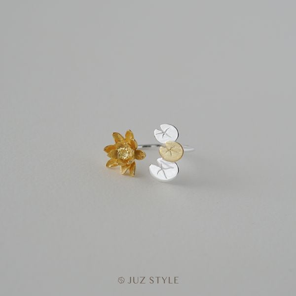  Nhẫn bạc mạ vàng Water lily 