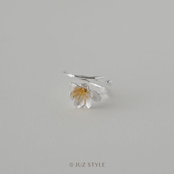  Nhẫn bạc hoa thu hải đường 