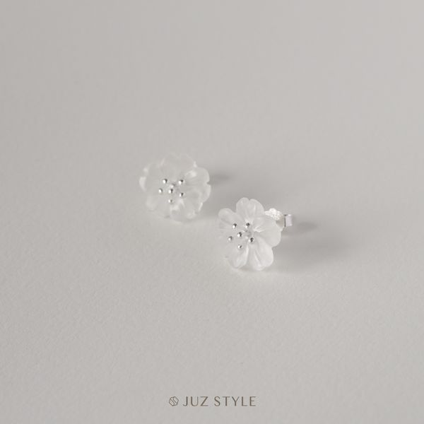  Bông tai bạc Quartz apricot blossom 