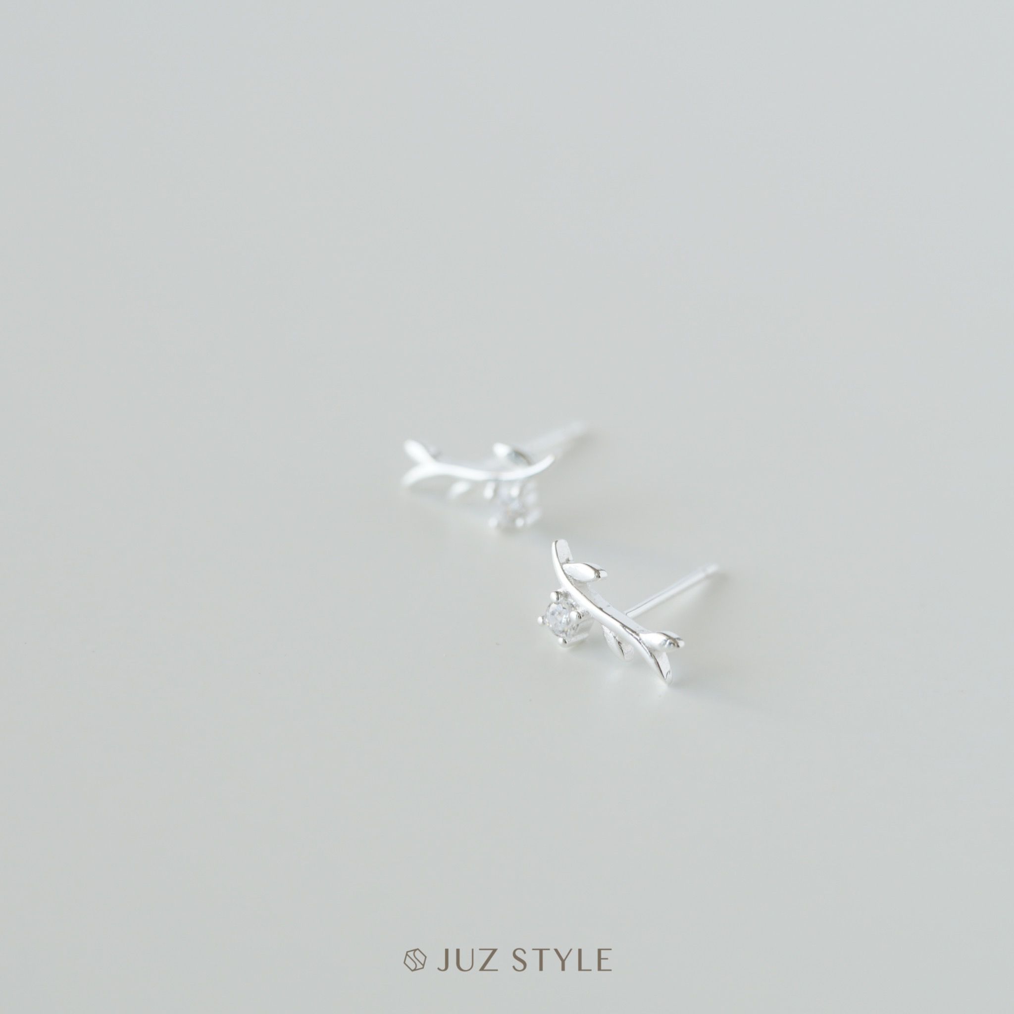  Bông tai bạc Leaves Cz 