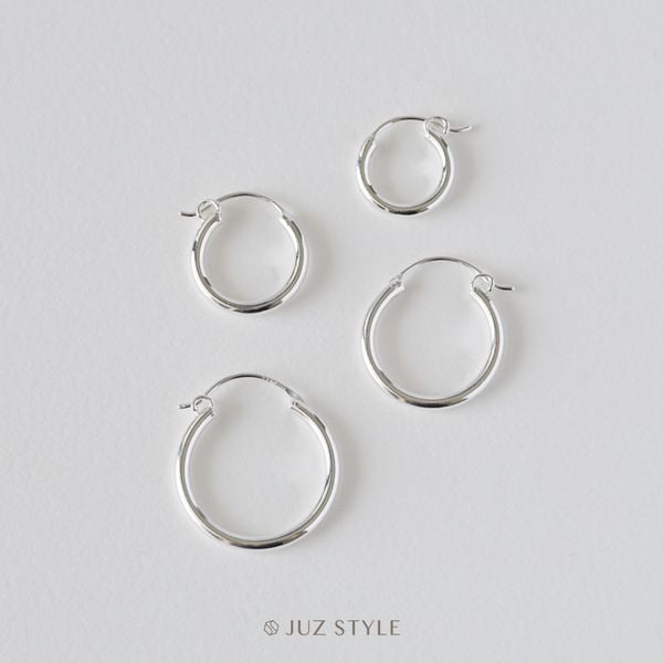  Bông tai bạc basic hoop 