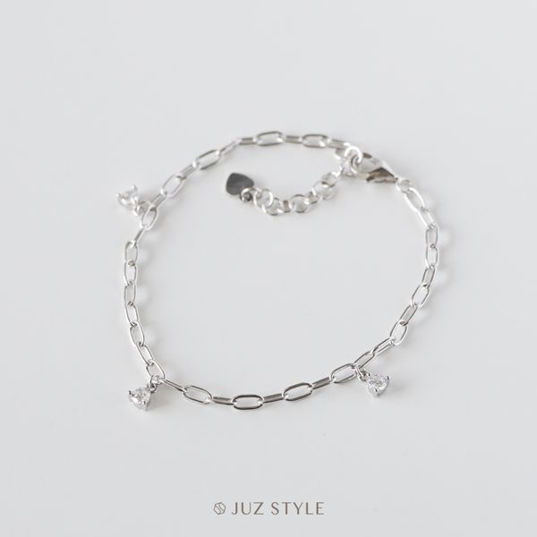  Lắc tay bạc Oval chain & Cz charm 