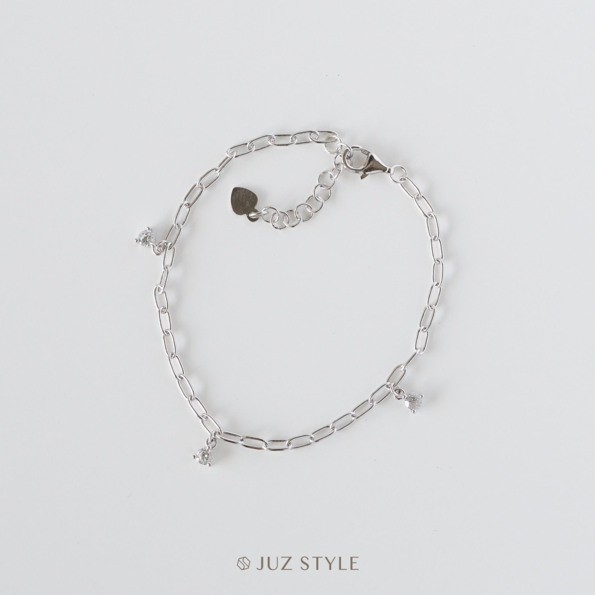  Lắc tay bạc Oval chain & Cz charm 