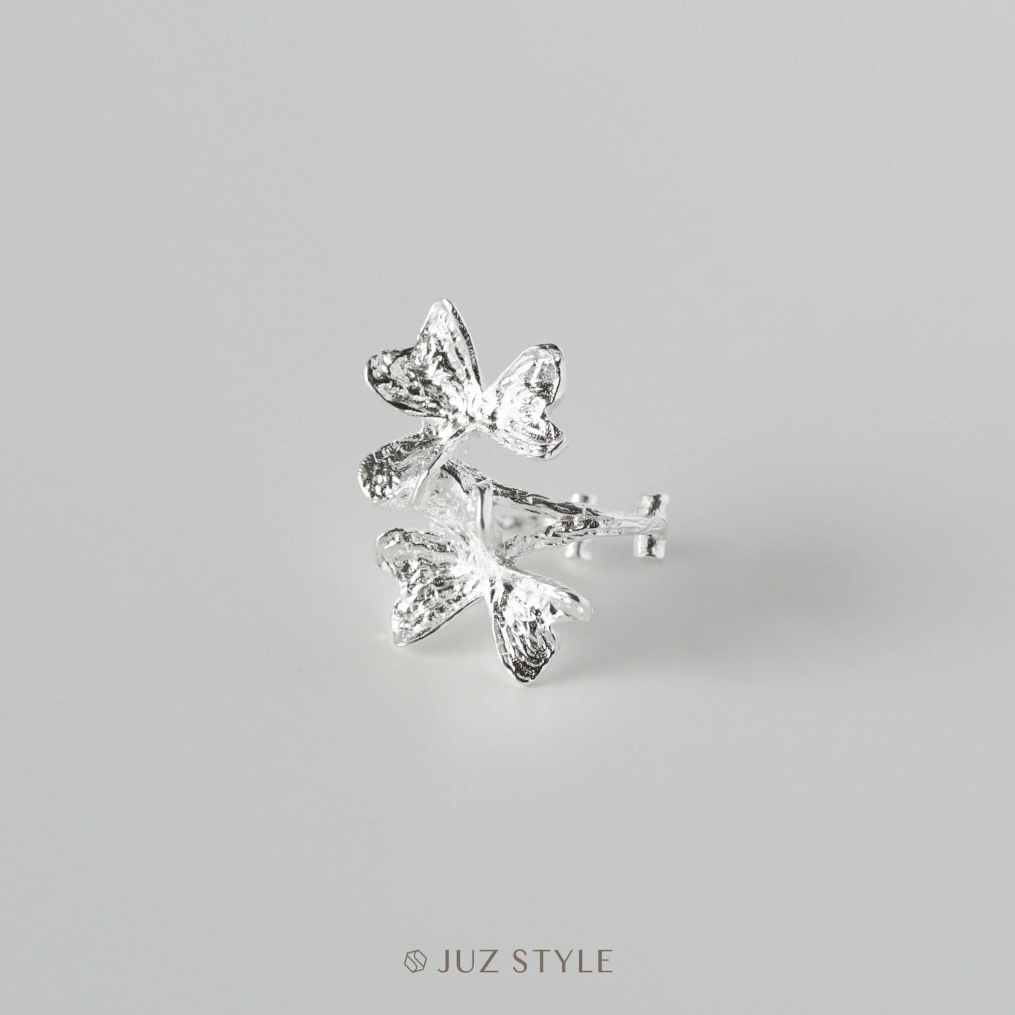  Bông tai bạc Flower earcuff 