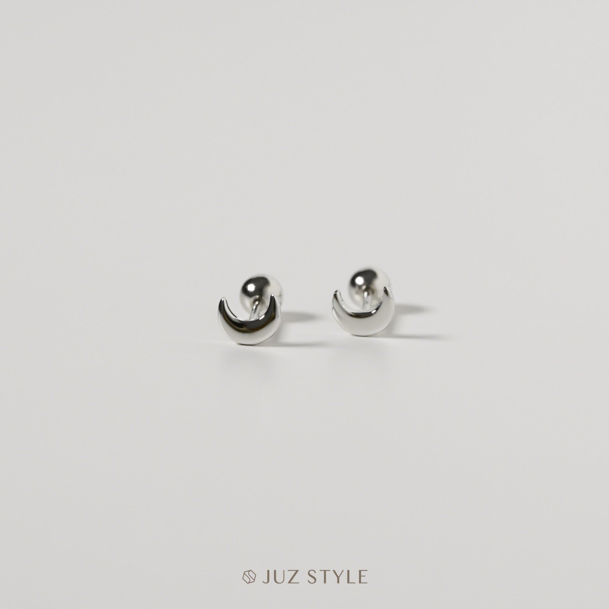  Bông tai bạc Crescent moon ballstuds 