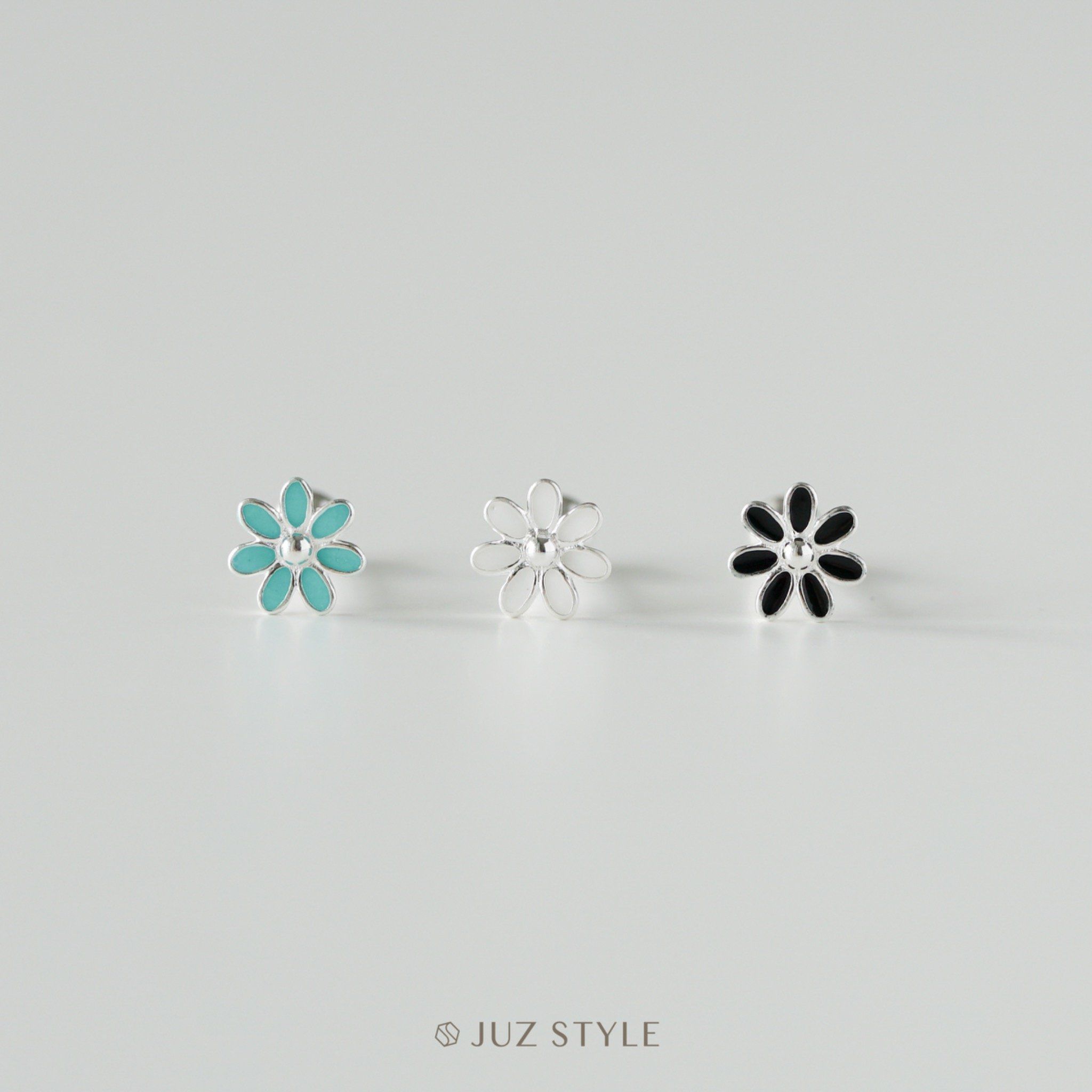  Bông tai bạc Flower ballstuds 