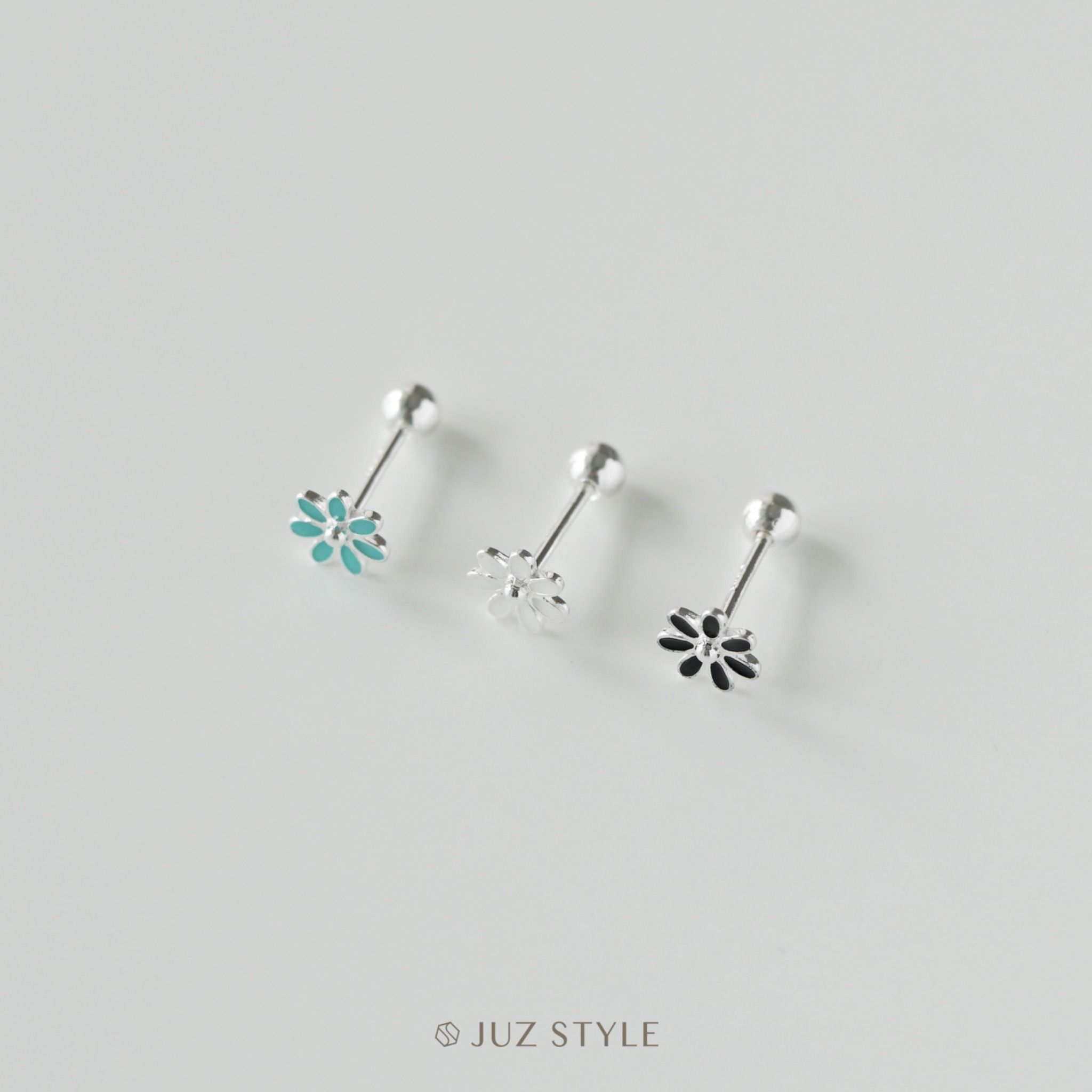  Bông tai bạc Flower ballstuds 