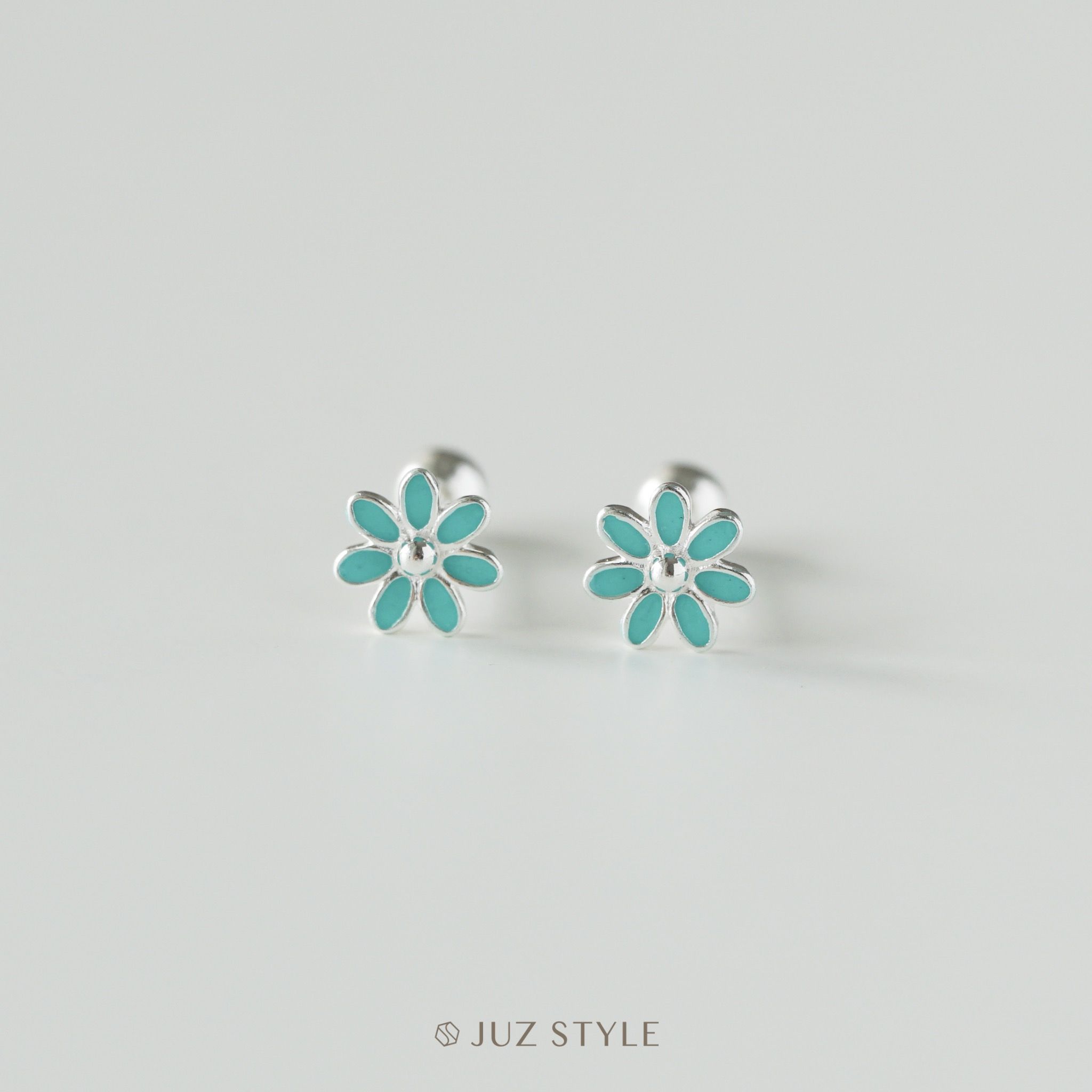  Bông tai bạc Flower ballstuds 