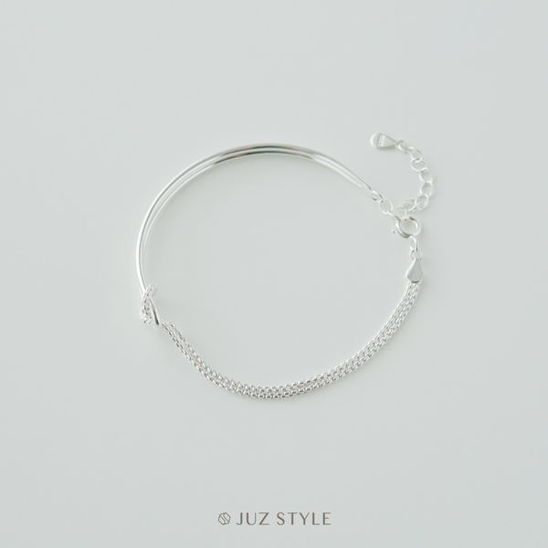  Lắc tay bạc box chain with half cuff 