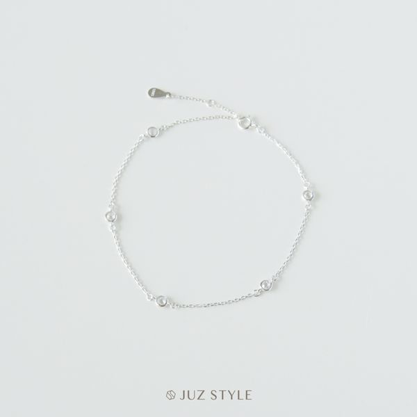  Lắc chân bạc Five Cz stones 