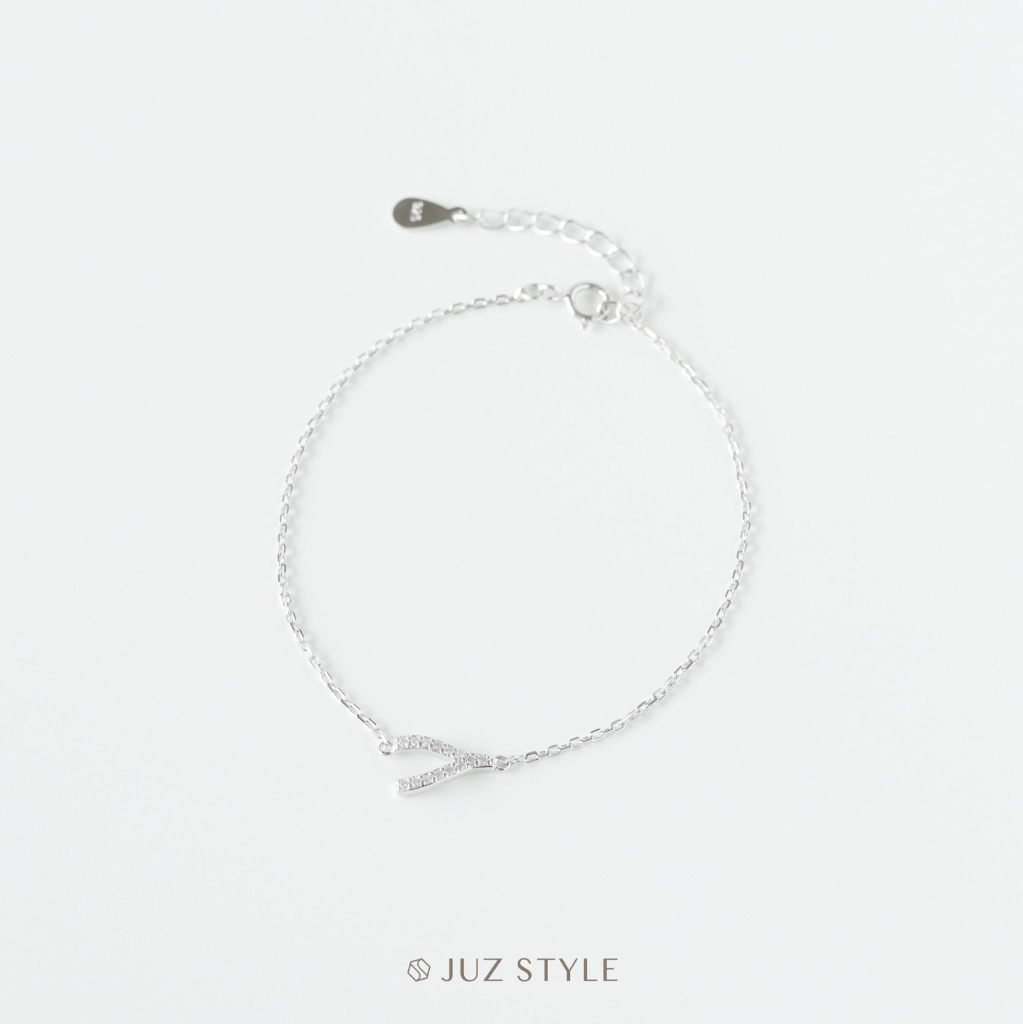  Lắc tay bạc Cz Wishbone 