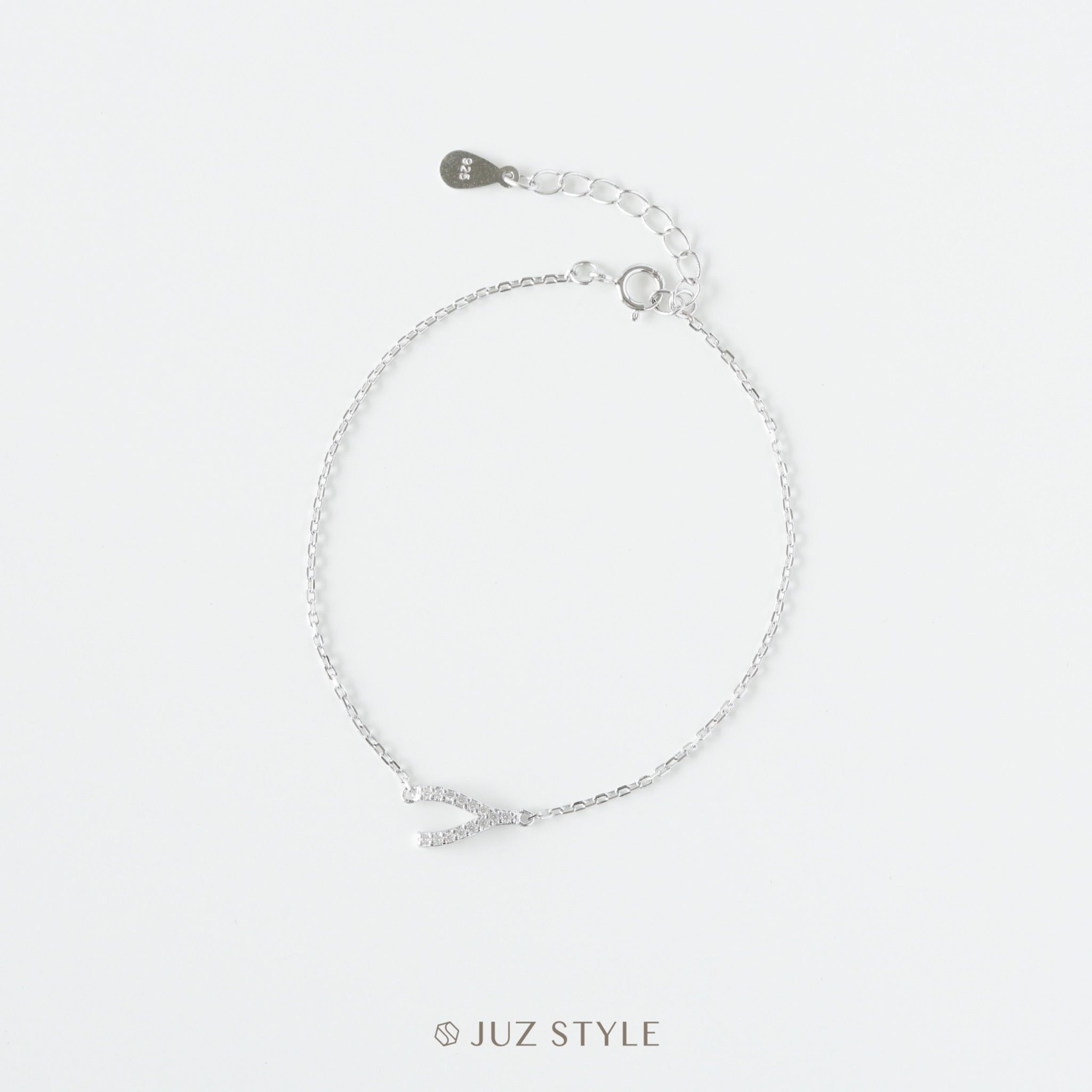  Lắc tay bạc Cz Wishbone 