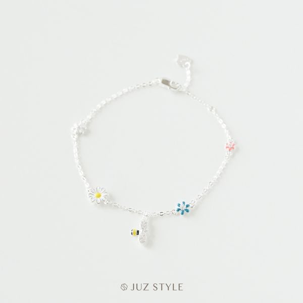  Lắc tay bạc Bee & flowers 