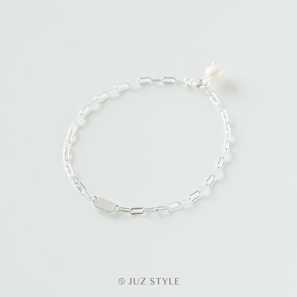  Lắc tay bạc Rectangle chain with pearl 