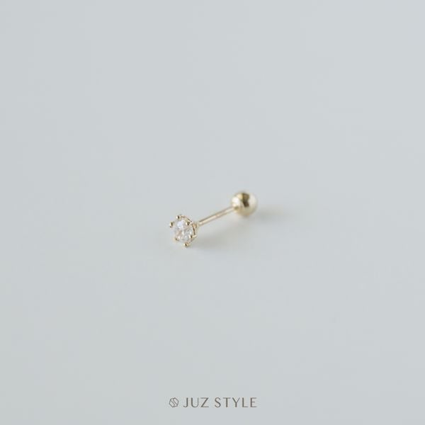  Bông tai vàng 14K Cz prong-set ballstud 