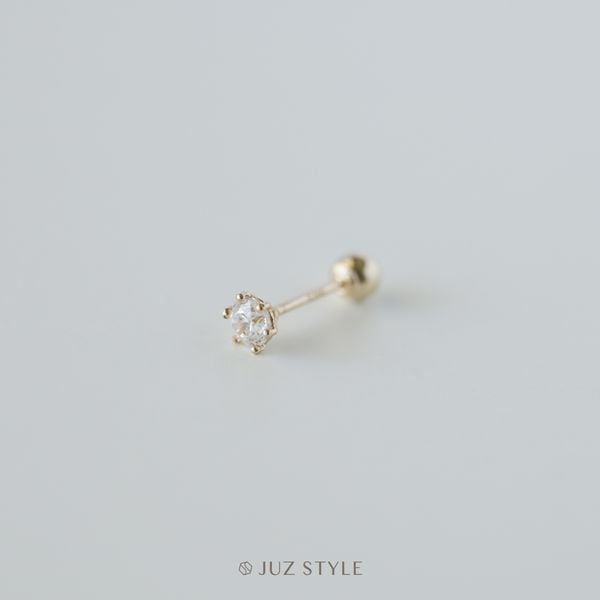  Bông tai vàng 14K Cz prong-set ballstud 