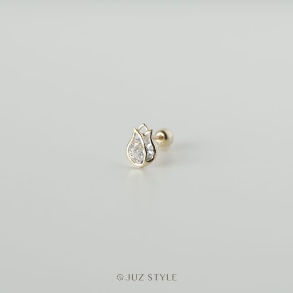  Bông tai vàng 14K tulip ballstud 