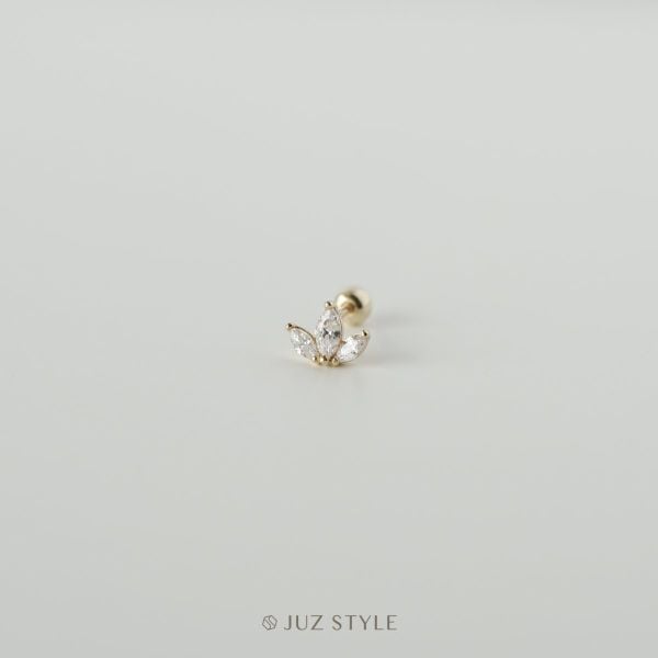  Bông tai vàng 14K Lotus ballstud 