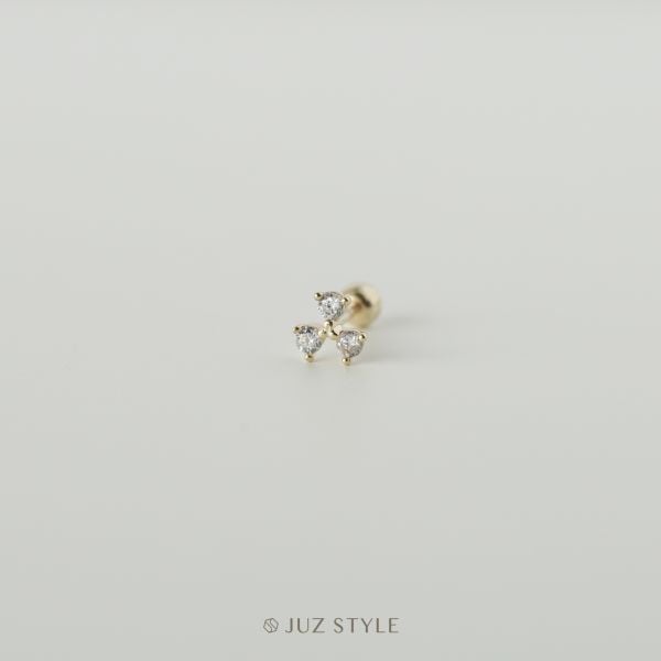  Bông tai vàng 14K Clover ballstud 