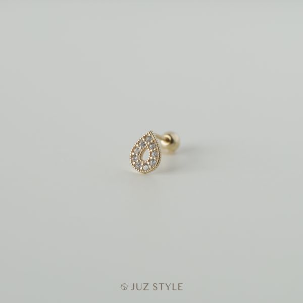  Bông tai vàng 14K Water-drop ballstud 