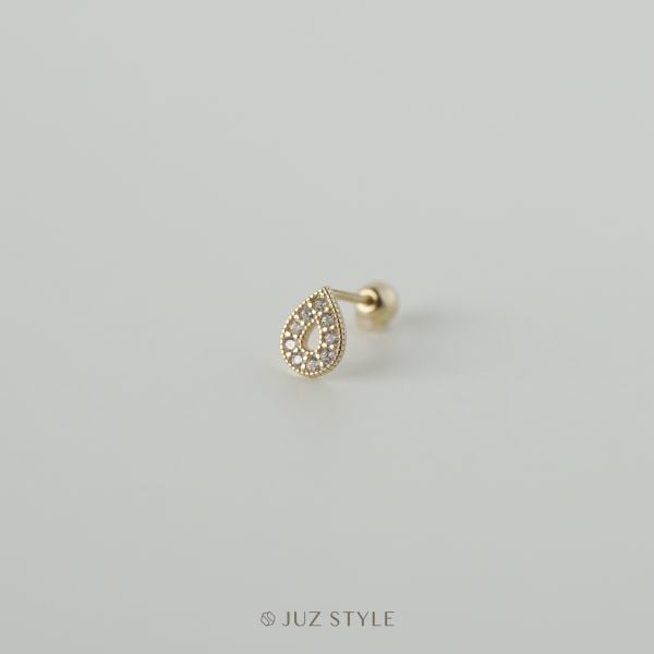  Bông tai vàng 14K Water-drop ballstud 