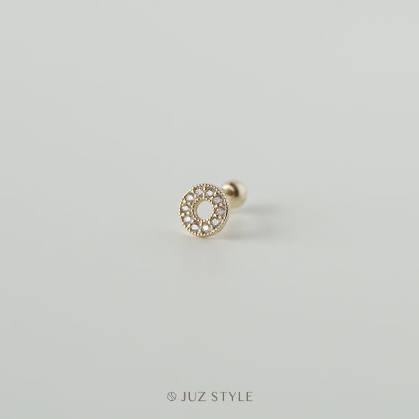  Bông tai vàng 14K Circle ballstud 