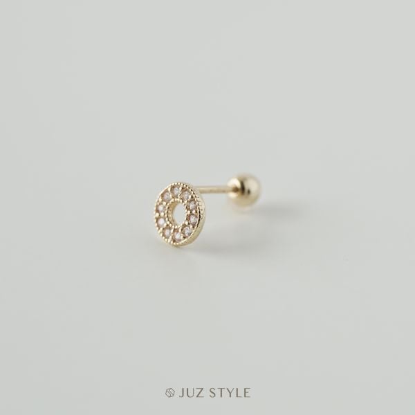  Bông tai vàng 14K Circle ballstud 