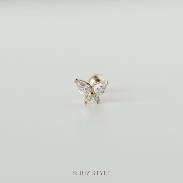  Bông tai vàng 14K Butterfly ballstud 