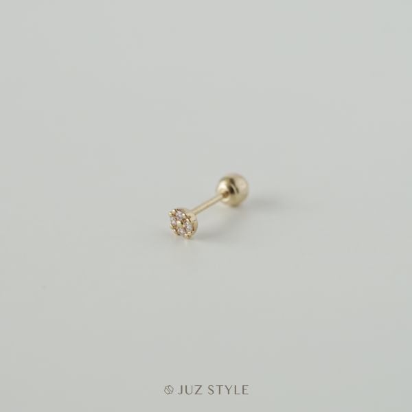  Bông tai vàng 14K tiny circle ballstud 